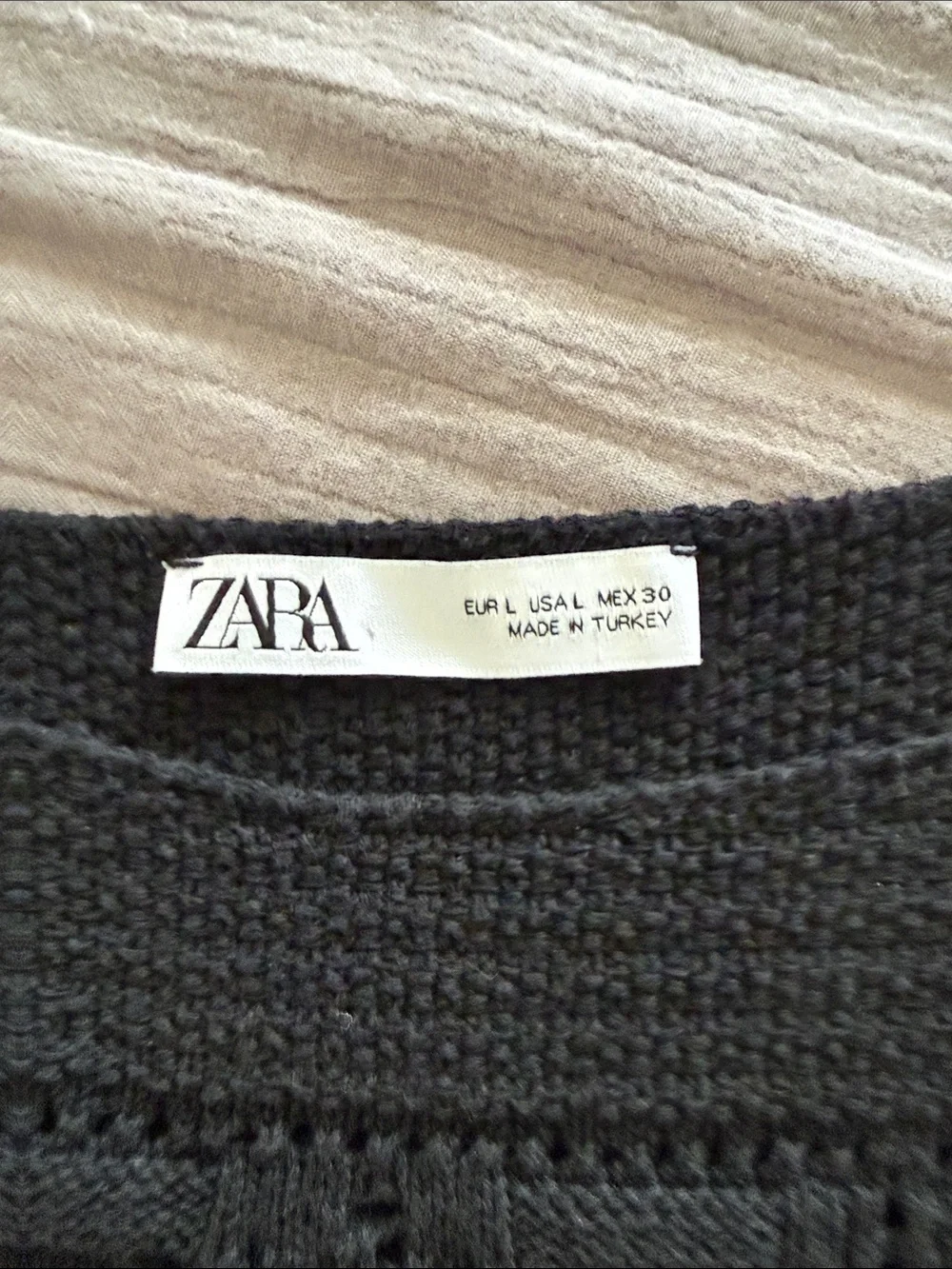 ZARA Black Crochet Square-Neck Crop Top with Puff Sleeves